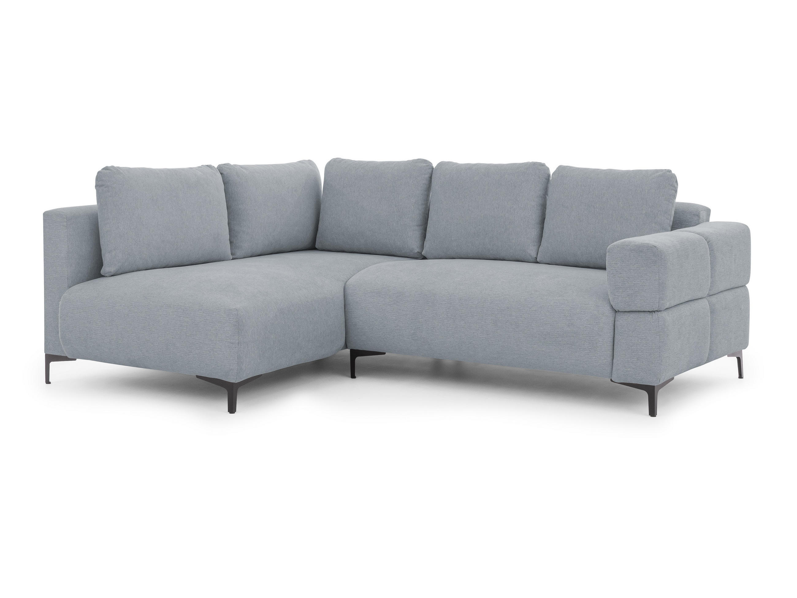 ECKSOFA Cardea in Bubble-Optik aus weichem Grau Strukturstoff mit hohem Sitzkomfort - Ottomane links - Schwarz/Grau, Holz/Textil (170/230cm) - S-Style Möbel