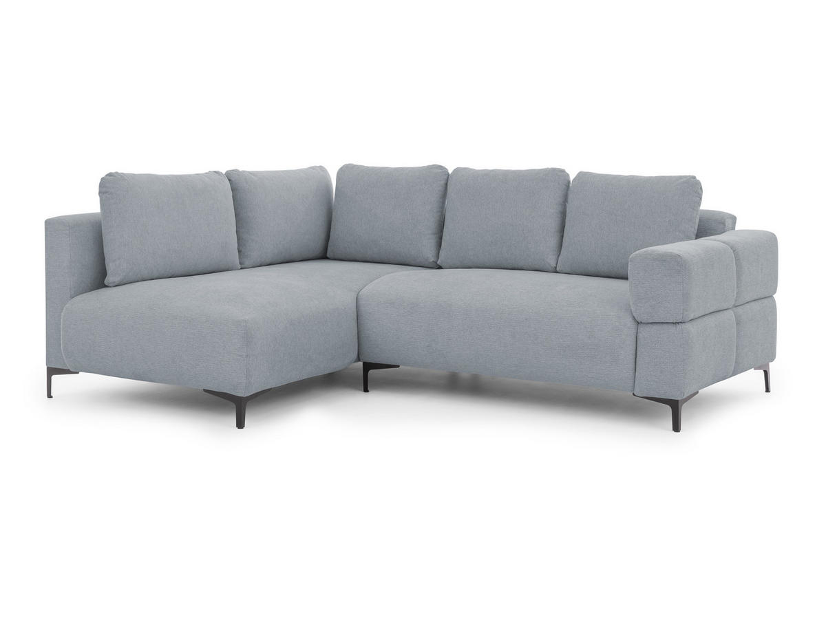 ECKSOFA Cardea in Bubble-Optik aus weichem Grau Strukturstoff mit hohem Sitzkomfort - Ottomane links - Schwarz/Grau, Holz/Textil (170/230cm) - S-Style Möbel
