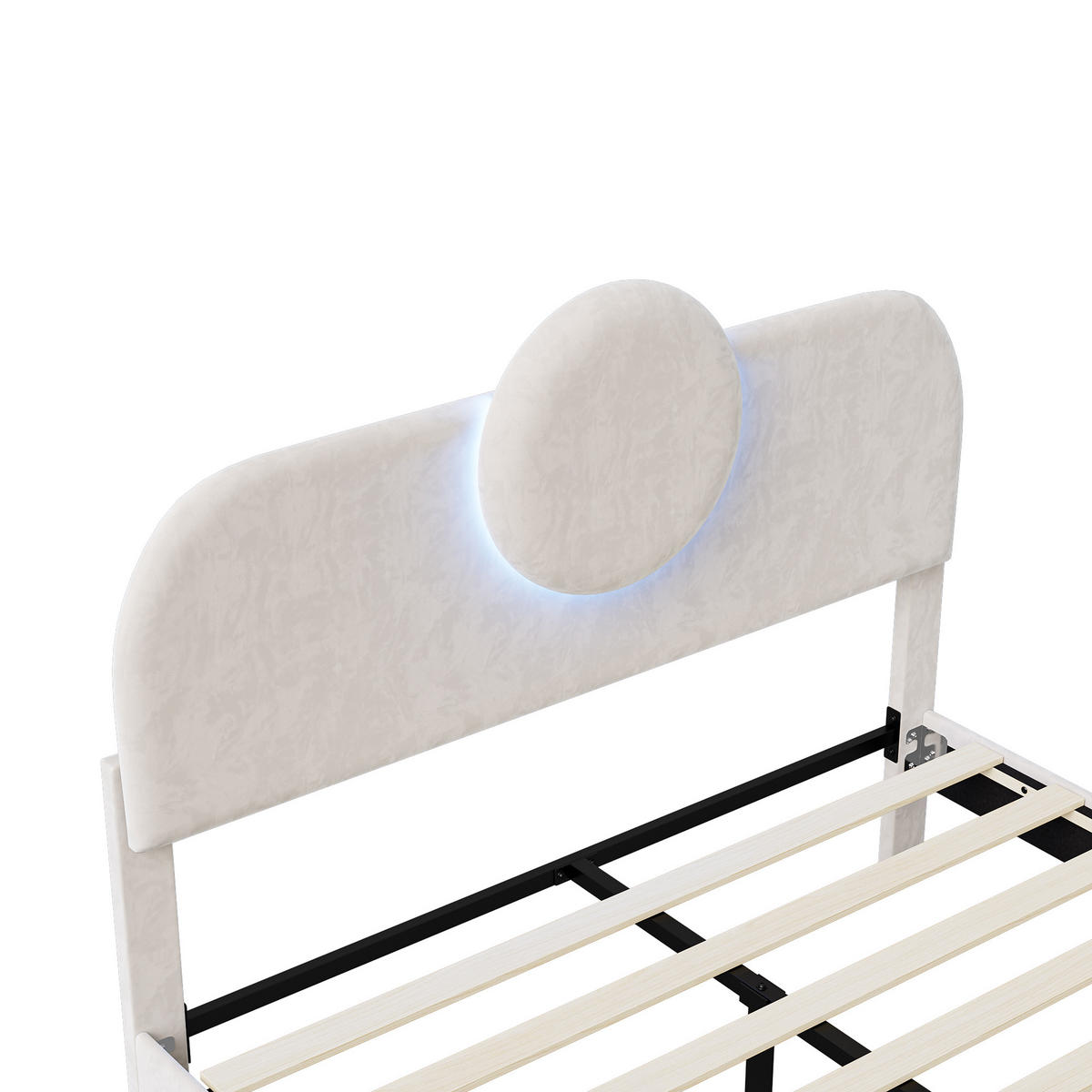 POLSTERBETT 140x200 cm, Beige, LED-Beleuchtung - Beige, Textil/Metall (140/200cm)