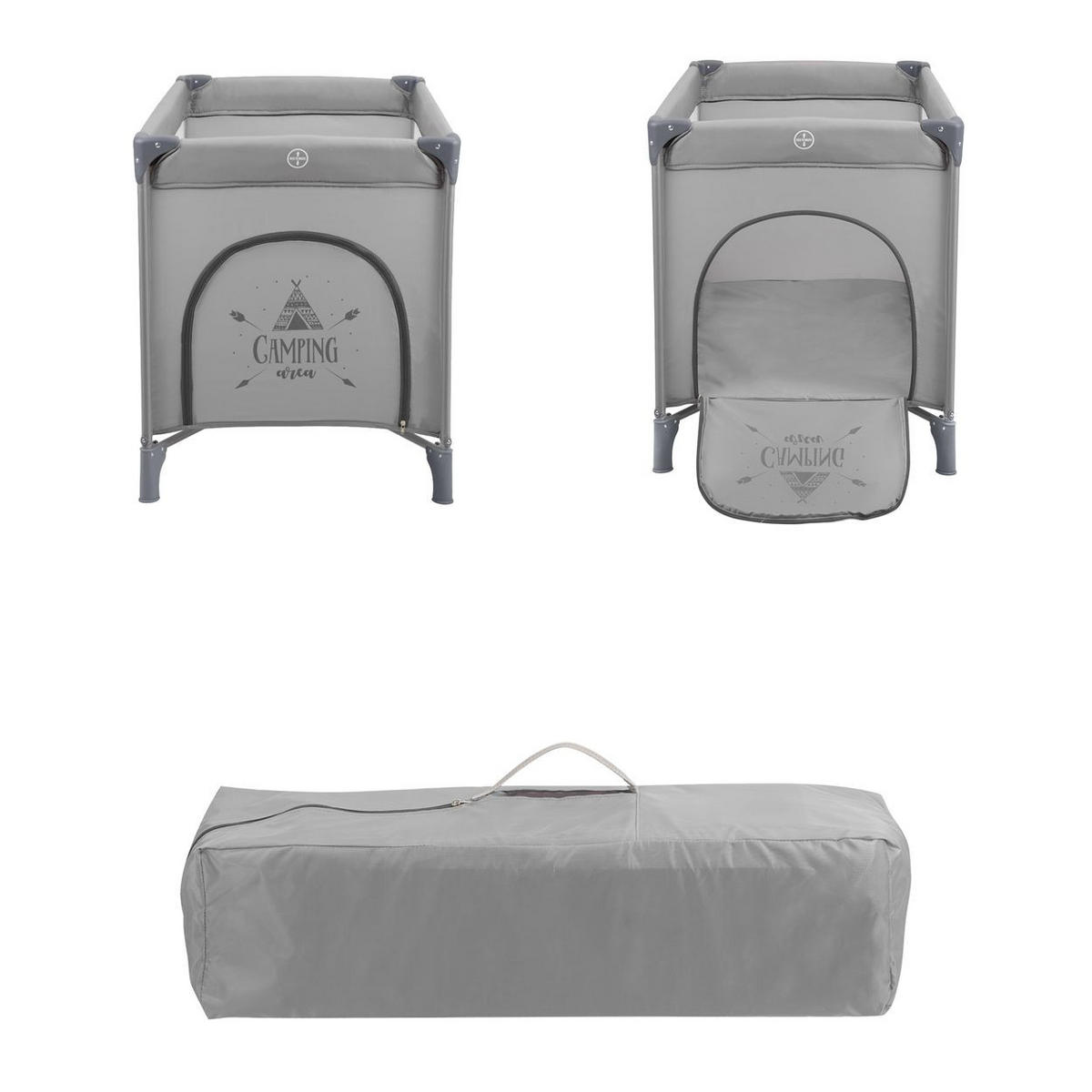 REISEBETT so gifted dunkelgrau weiche Matratzenauflage, Seiteneingang - Grau, Metall (60/120cm) - Kikka boo