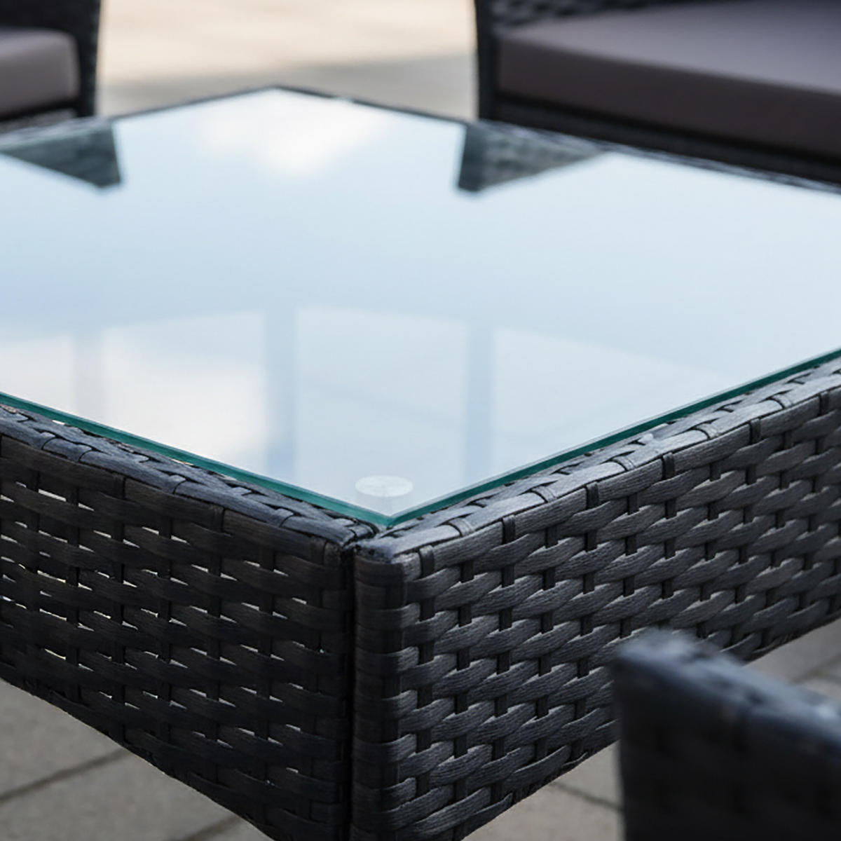 4-TLG.GARTENMÖBEL-SET - Schwarz, Glas/Kunststoff - Relaxdays