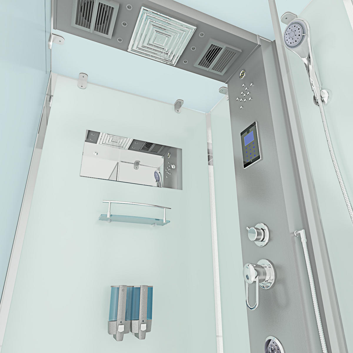 DUSCHKABINE Dusche D38-20R0-EC Weiß 100x100 - Weiß, Glas/Kunststoff (100/100/218cm) - AcquaVapore by Sandra Jentho