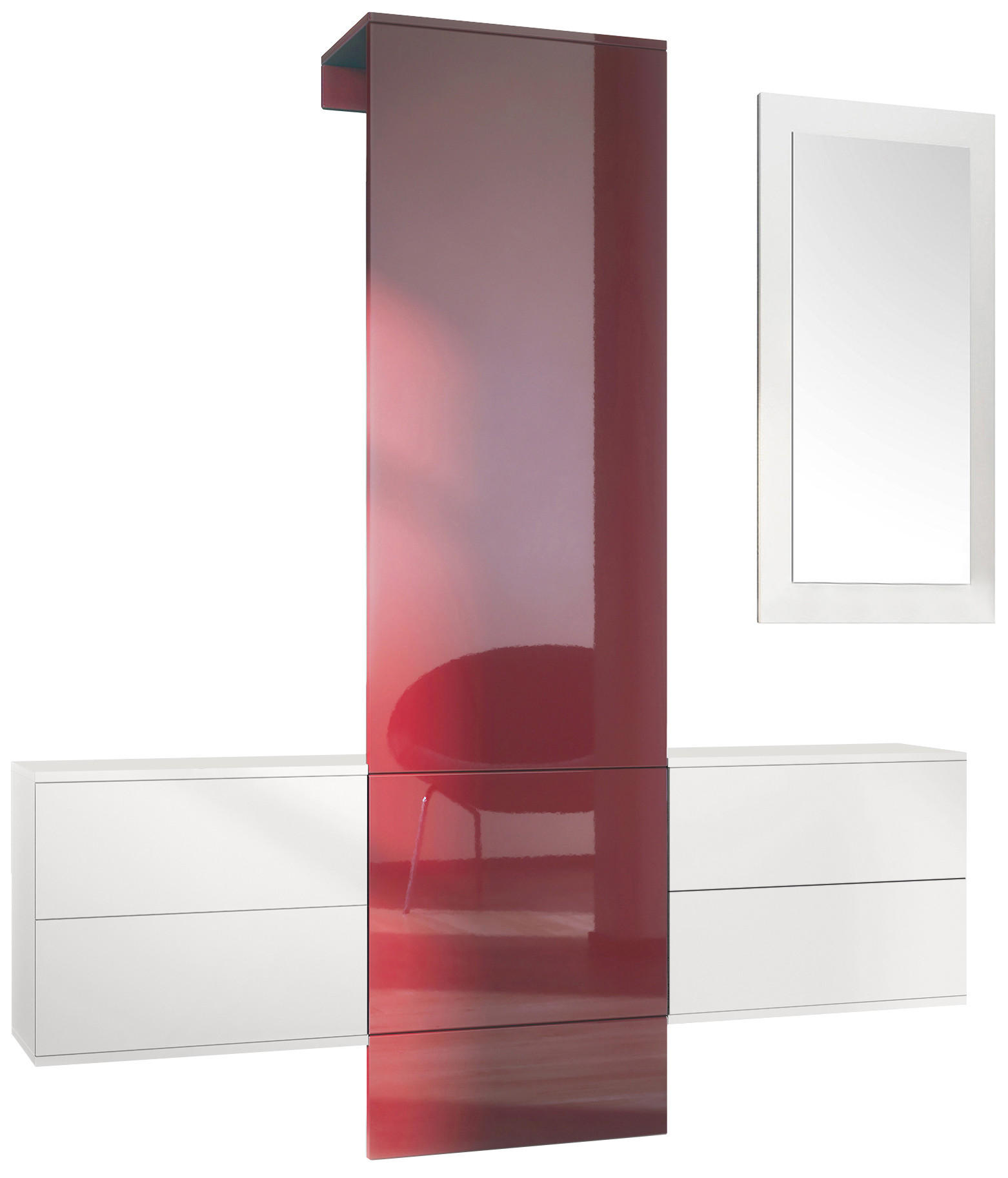 GARDEROBE Carlton Paneel in Bordeaux Hochglanz - Bordeaux, Holzwerkstoff (157/193/35cm) - Vladon