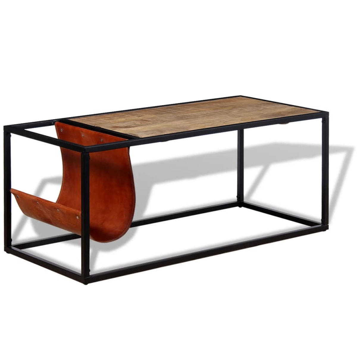 COUCHTISCH mit Zeitschriftenhalter aus Echtleder 110x50x45 cm - Multicolor, Holzwerkstoff (110/50/45cm) - furnicato
