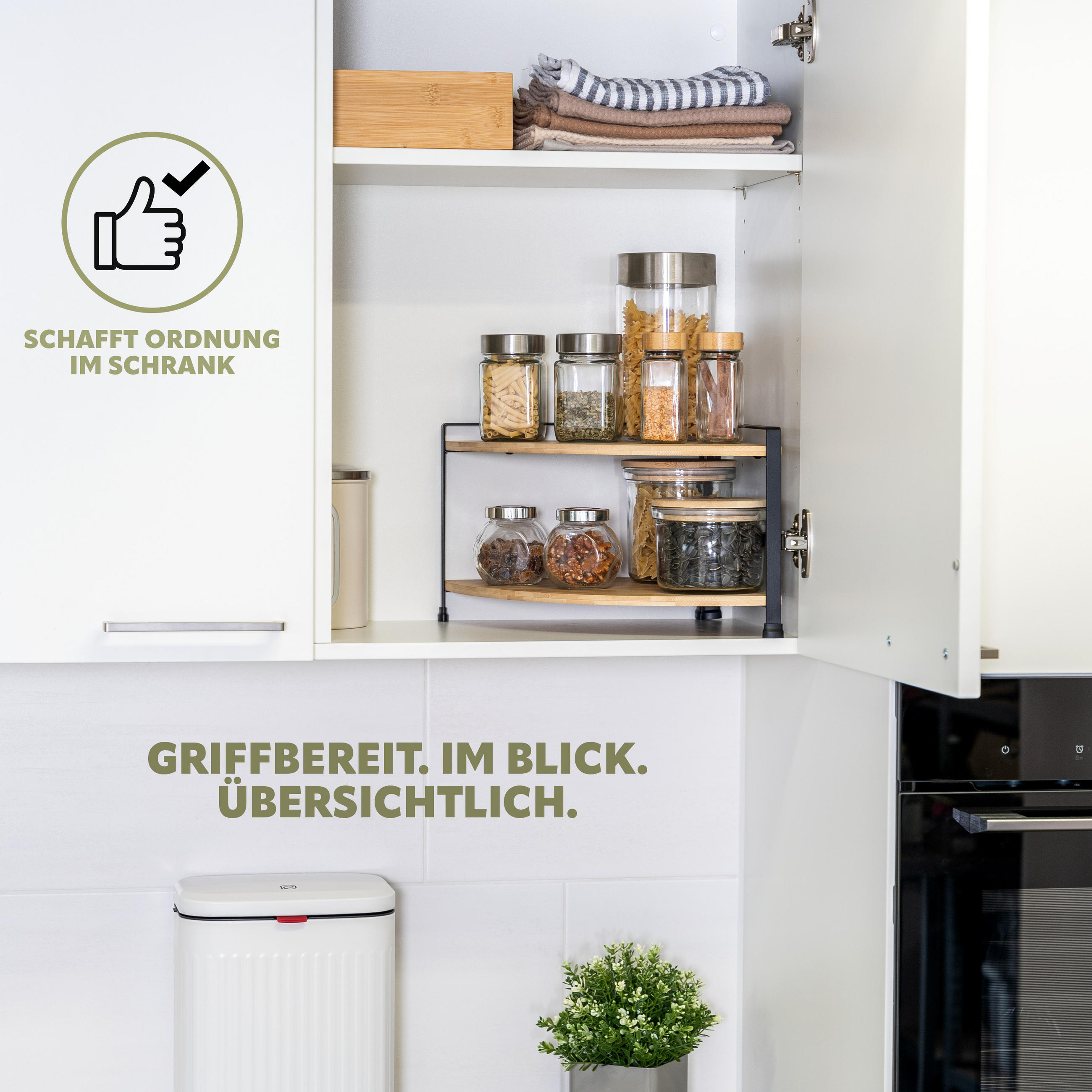 Thumbnail - eluno Gewürz-Eckregal, Schwarz, Holz, 30x21x30 cm, Küchenzubehör, Vorratsbehälter, Gewürzgläser