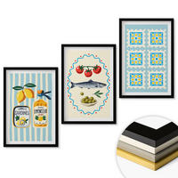WANDBILDER 3er-Set - 40x60 cm Schwarzer Rahmen - Illustrationen von Küchen im mediterranen Stil - Schwarz, Kunststoff (40/60cm) - ArtPrintCave