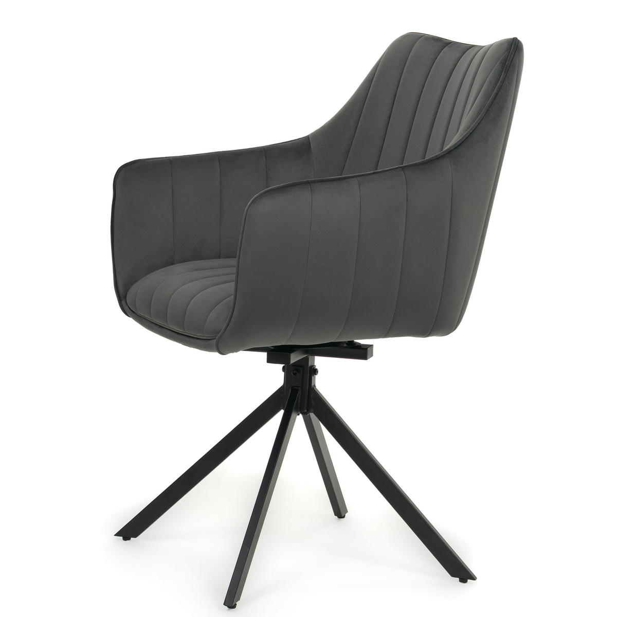 STUHL PIANO drehbar gepolsterter mit Steppung - grau - Velour - Schwarz/Grau, Textil/Metall (59/88/61cm) - NEW HOME