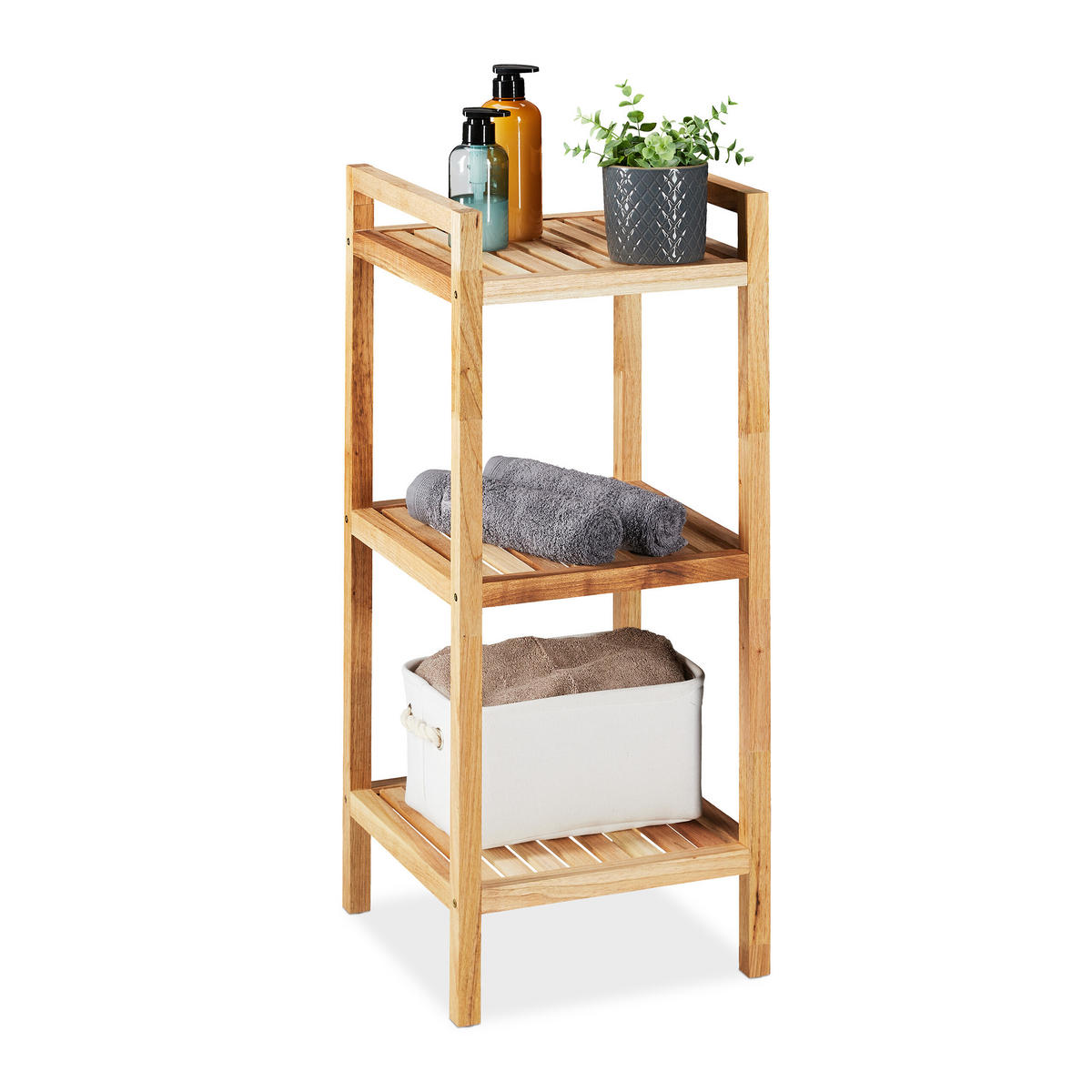 BADREGAL - Hellbraun, Holz (35/81/35cm) - Relaxdays