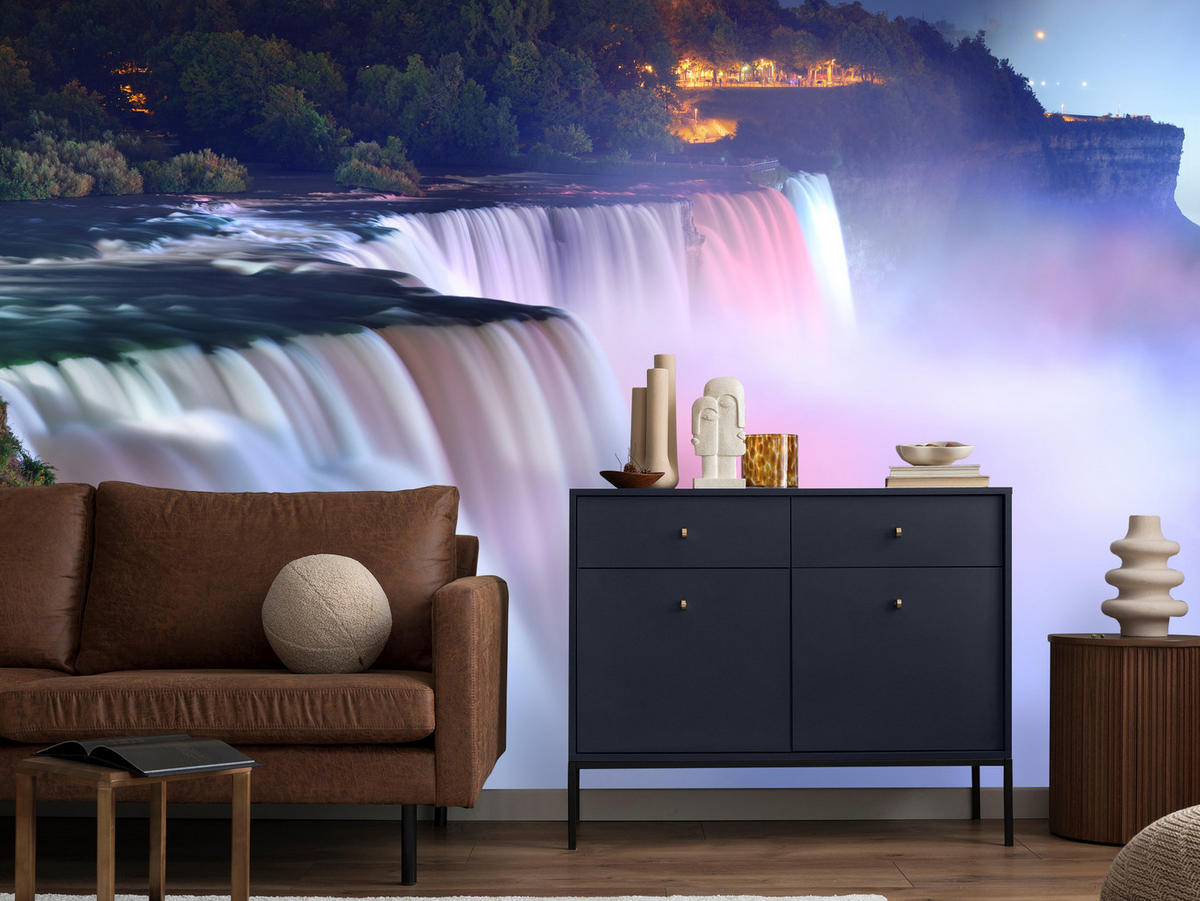 FOTOTAPETA Pre Obývaciu Izbu Hmlové Niagarské Vodopády Stromy Príroda 450 x 315 cm - hnedá/ružová, papier (450/315cm) - Muralo