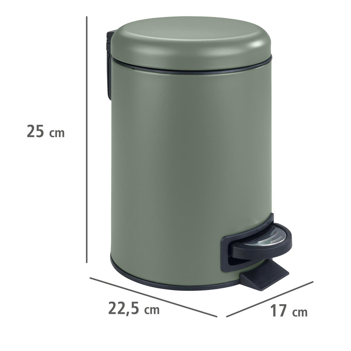 KOSMETIKEIMER Leman 3 l 22,5/17/25 cm - Grün, Metall (17/25/22.5cm) - Wenko