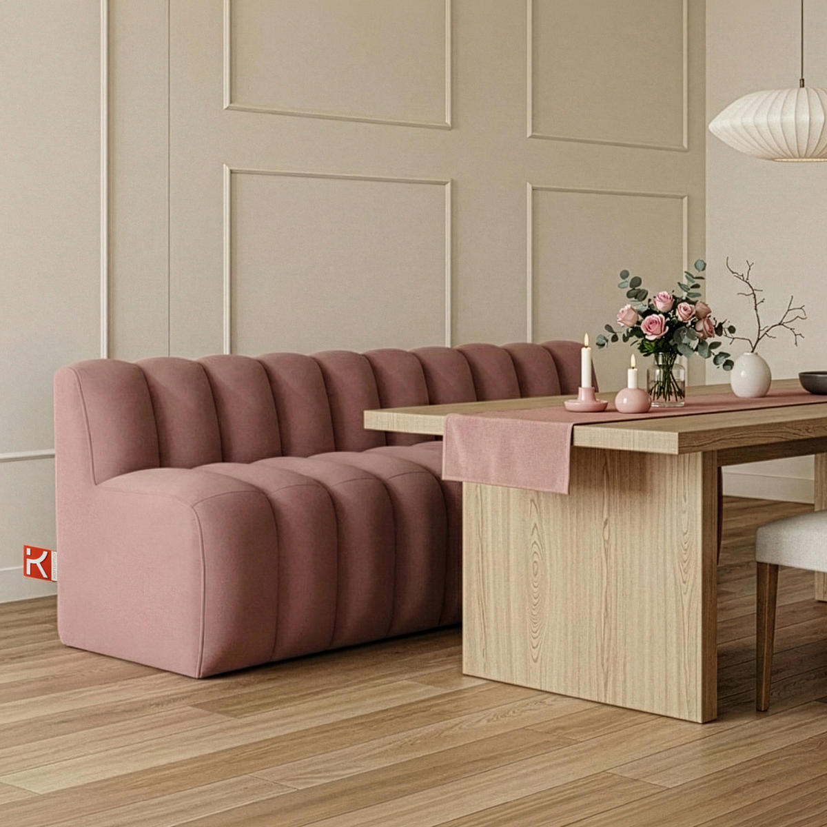 ESSZIMMERBANK CORDA, Rosa - Pink, Holz/Holzwerkstoff (203/78/71cm) - KONSIMO®