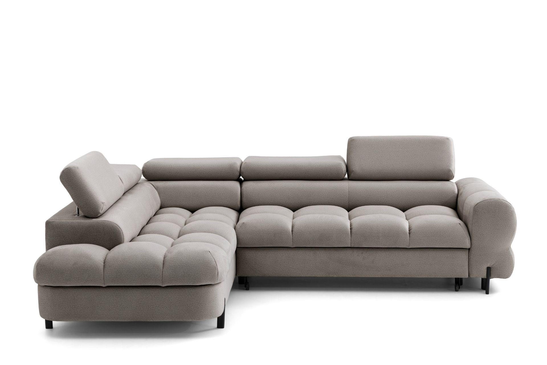 ECKSOFA BOWL L Links mit Schlaffunktion 125x195 Velours Beige - Beige/Schwarz, Holz/Textil (260/195cm) - Muffo