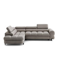 ECKSOFA BOWL L Links mit Schlaffunktion 125x195 Velours Beige - Beige/Schwarz, Holz/Textil (260/195cm) - Muffo