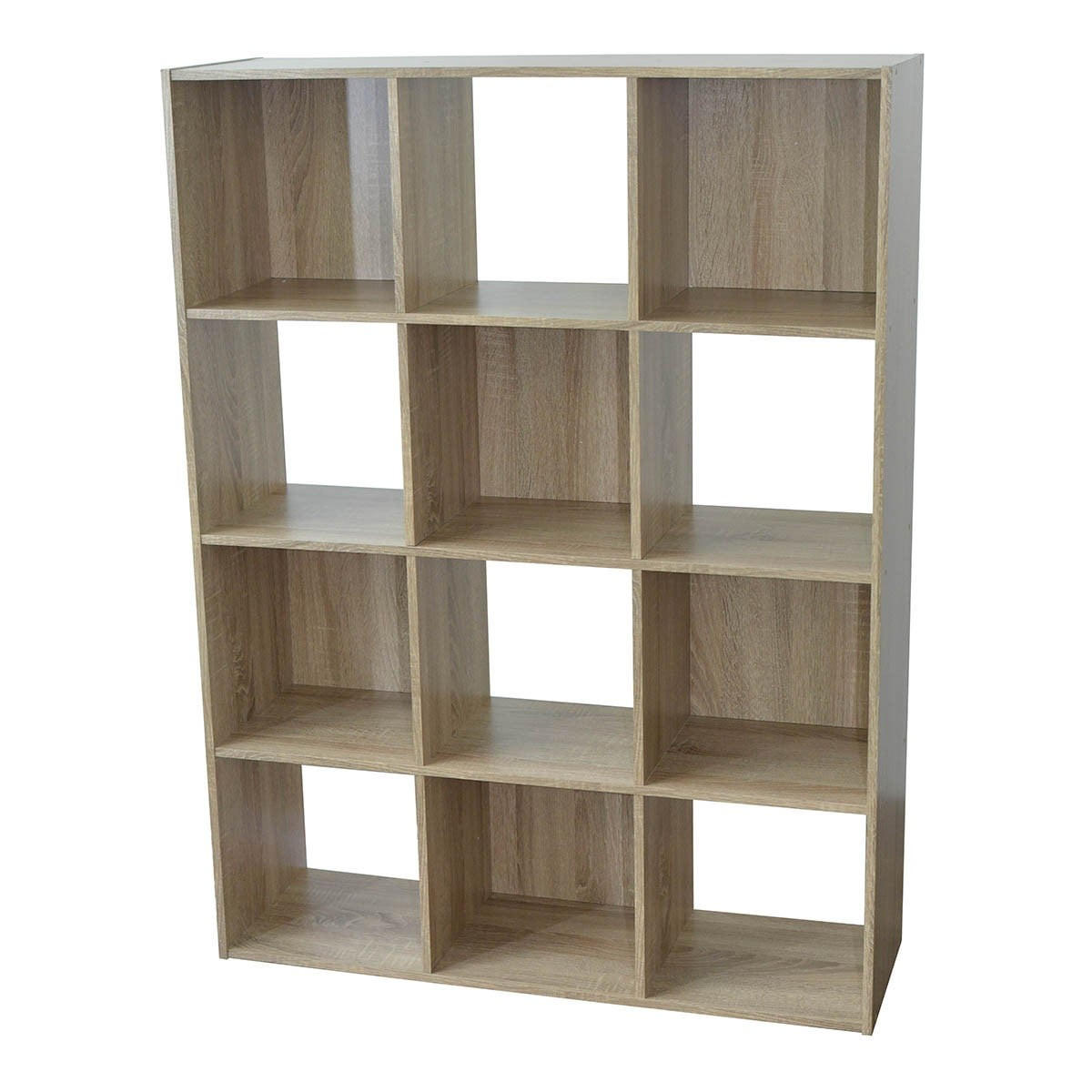 AUFBEWAHRUNGSREGAL mit 12 Fächern - L93 x H124 cm - Eschefarben, Holzwerkstoff (29.8/124.2/93.3cm) - Calicosy