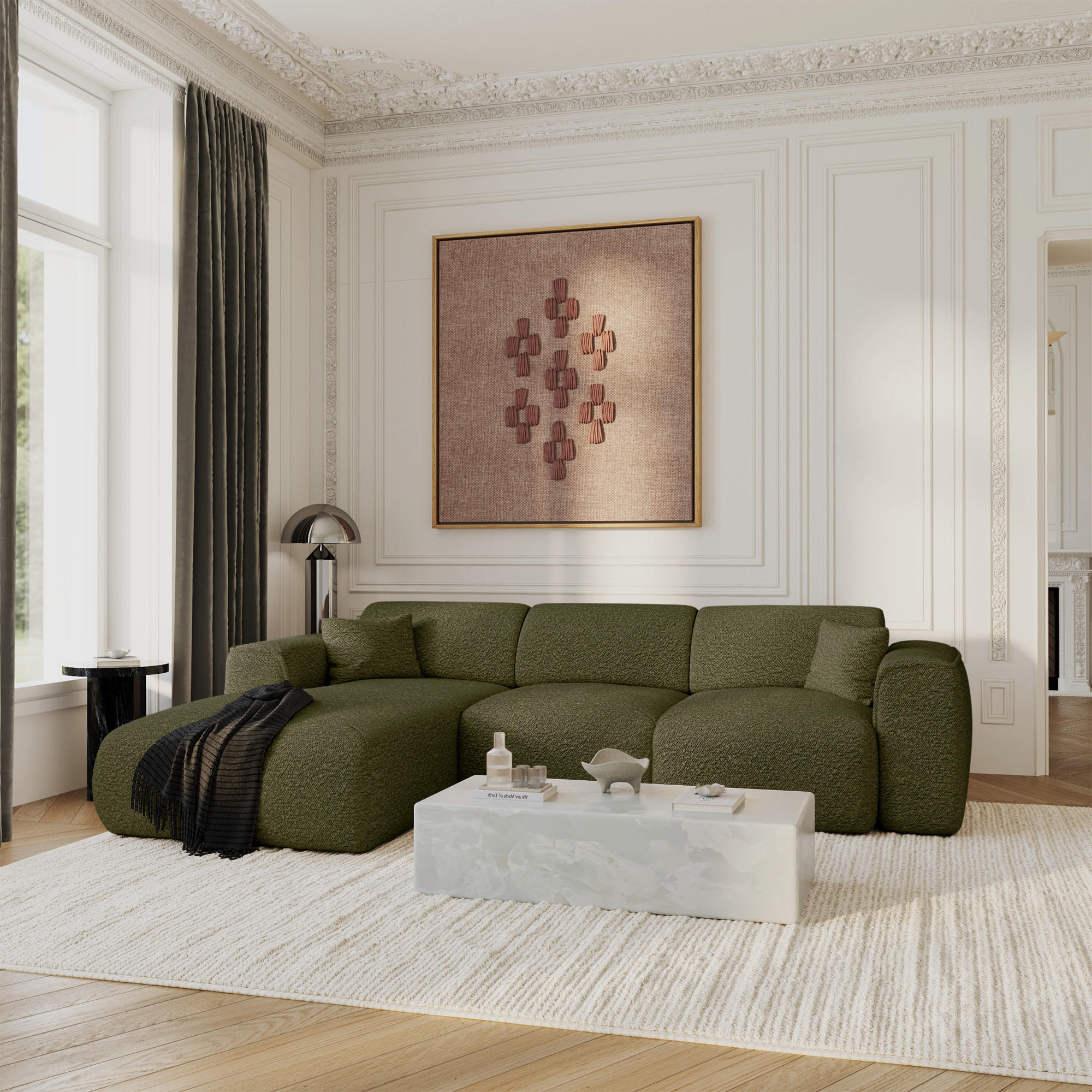 Thumbnail - Sia Home Eckschlafsofa, Olivgrün, Textil, 5-Sitzer, L-Form, 283x180 cm, Wohnzimmer, Sofas & Couches, Wohnlandschaften, E...