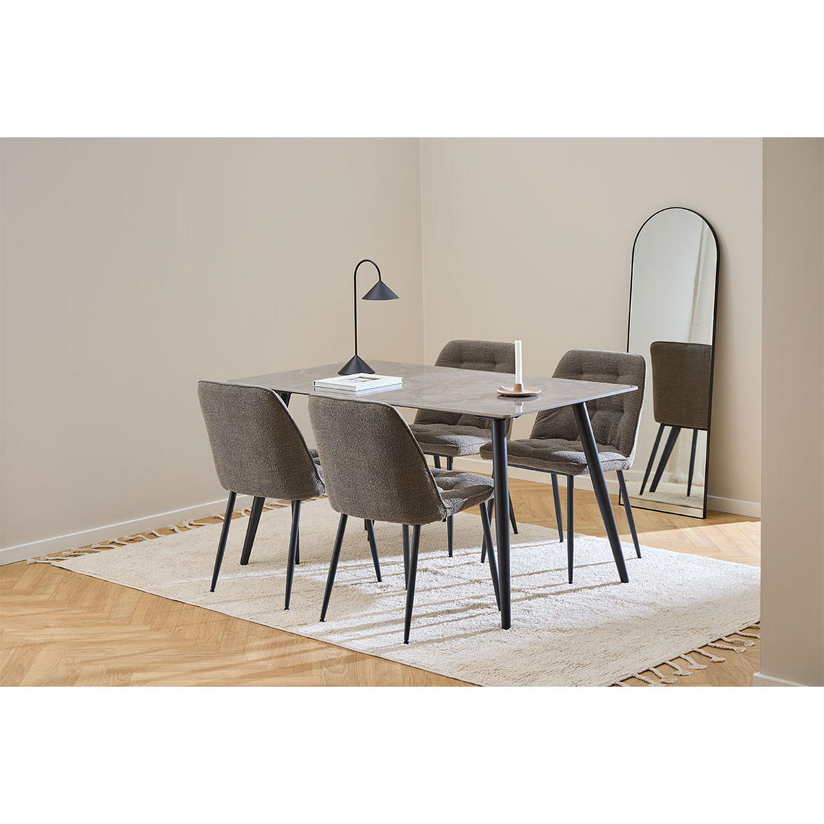 ESSTISCH, Wicklow, Grau, Metall / Keramik, 140 x 80 x 75 cm - Grau, Metall (80/140/75cm) - ebuy24
