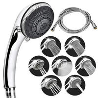 DUSCHKOPF und Schlauch Set 7 Modi 150 cm - Silberfarben, Metall (6/5/20cm)
