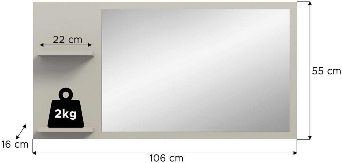 SPIEGEL Station Kaschmir Nachbildung - Kaschmir, Holzwerkstoff (106/55/16cm) - Xonox