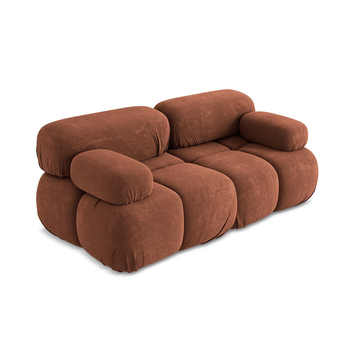 2-SITZER-SOFA Chenille Stoff Orange - Terracotta/Schwarz, Kunststoff/Textil (190/70/96cm) - Makamii