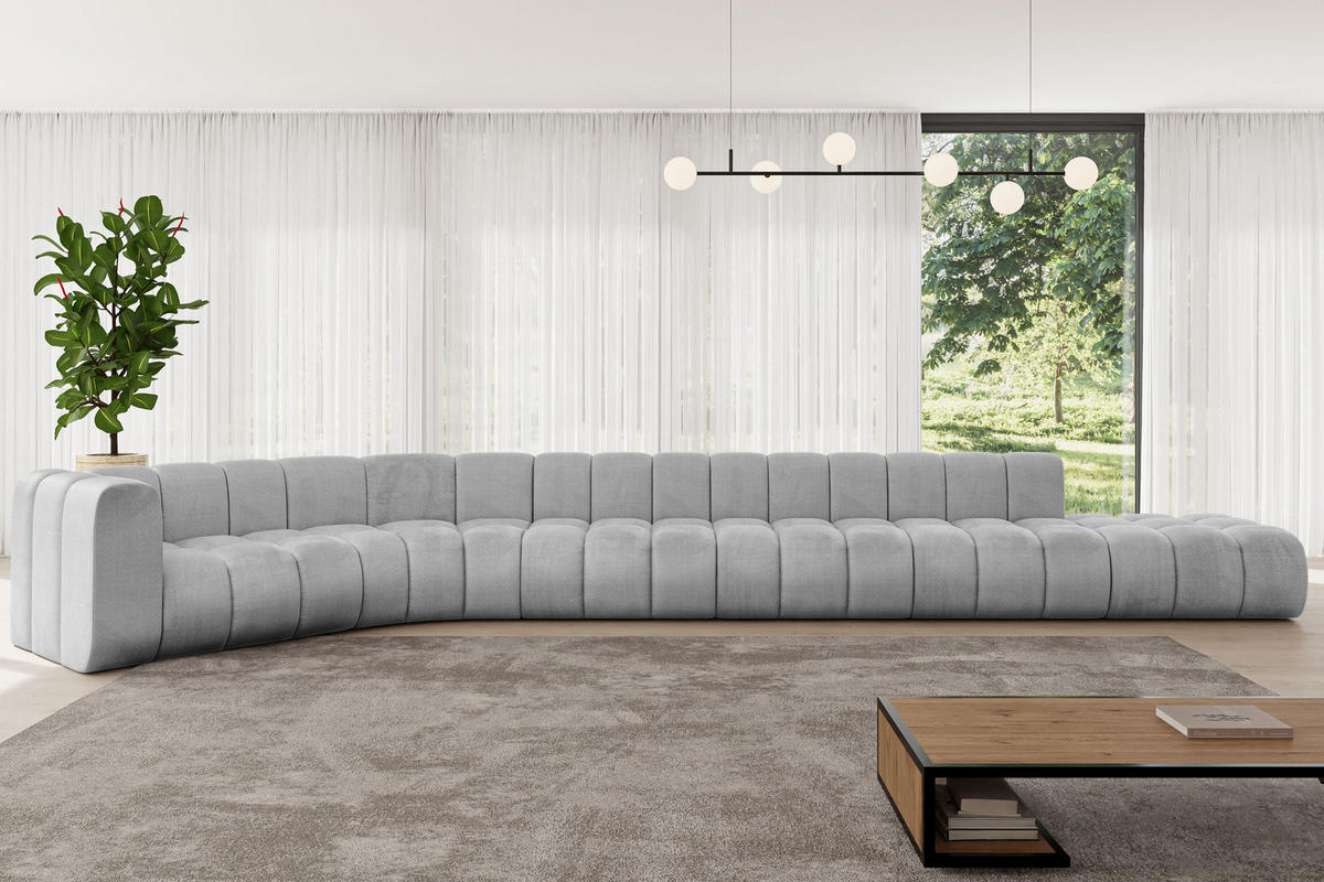 ECKSOFA modulares Sofa Tilmo-L3 - 581x194x70 cm Grau - Hellgrau, Holzwerkstoff/Textil (581/194cm) - ALTDECOR