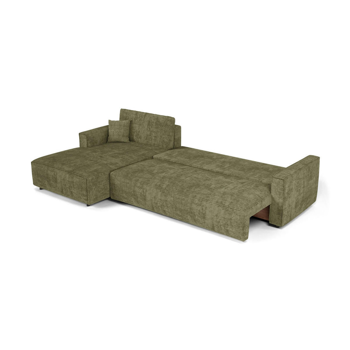 LINKSECK-SCHLAFSOFA mit Stauraum Cord Olivgrün 297cm - Olivgrün/Grün, Textil (297/167cm) - Premium Interiors