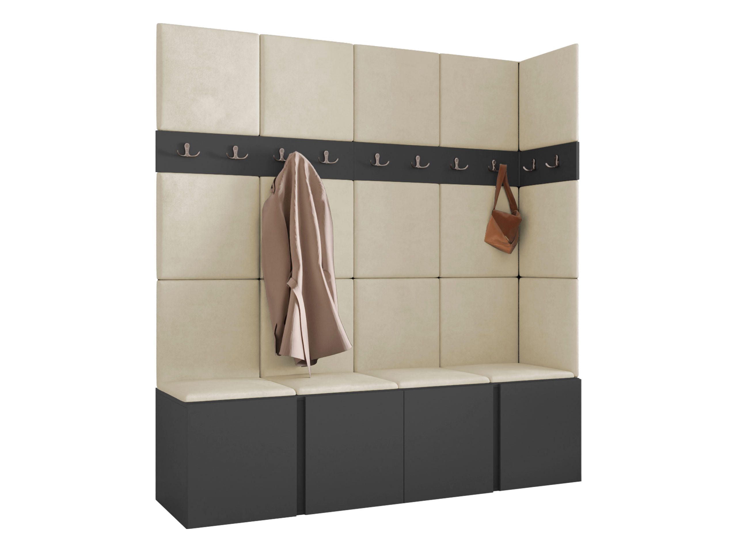 MOBILIER PENTRU HOL Orion II - bej/grafit, material plastic/compozit lemnos (168/186/46cm) - MIRJAN24