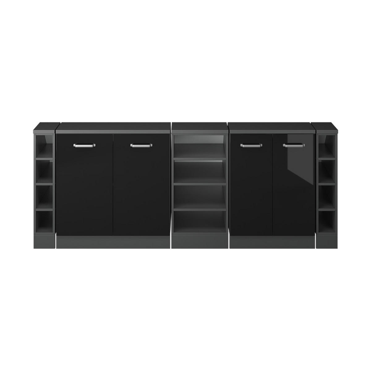 KUCHYNSKÁ SKRIŇA PRE ŠIKMÉ STRECHY R-Line Čierny vysoký lesk 210 cm Súprava 5 korpusov skrine hĺbka 60 cm - antracitová/čierna s vysokým leskom, kompozitné drevo (210/83.8/60cm) - Vicco