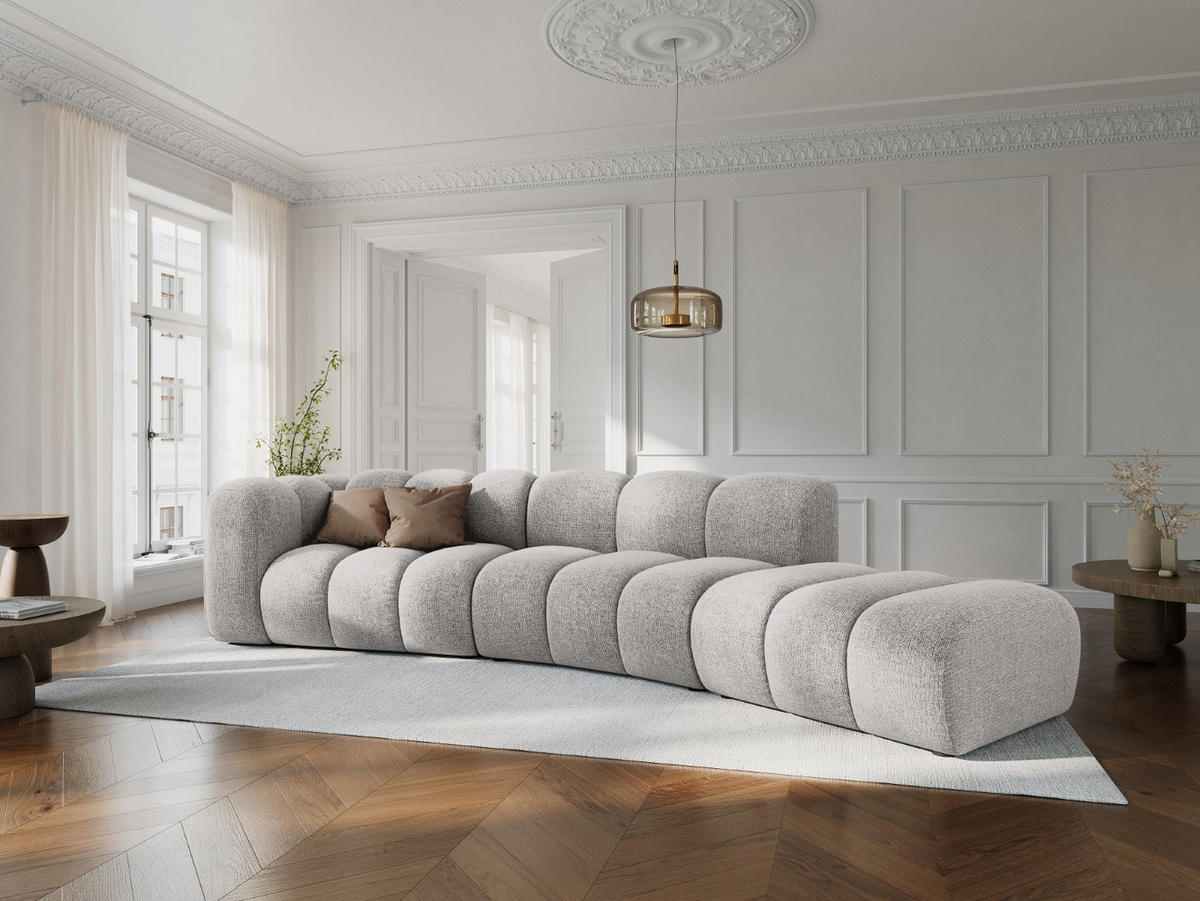 SOFA modular rechts Lupine aus Chenille-Stoff hellgrau 5 Sitzplätze - Hellgrau, Textil (335/70/166cm) - Micadoni