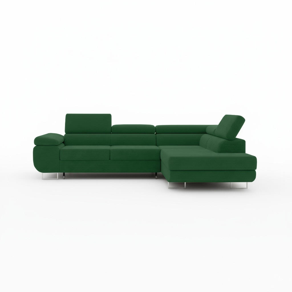 ECKSOFA ASTORP, Sofa aus Cord Grün - Poso 14 - Waldgrün/Dunkelgrün, Textil/Metall (277/203cm) - Moderno Meble