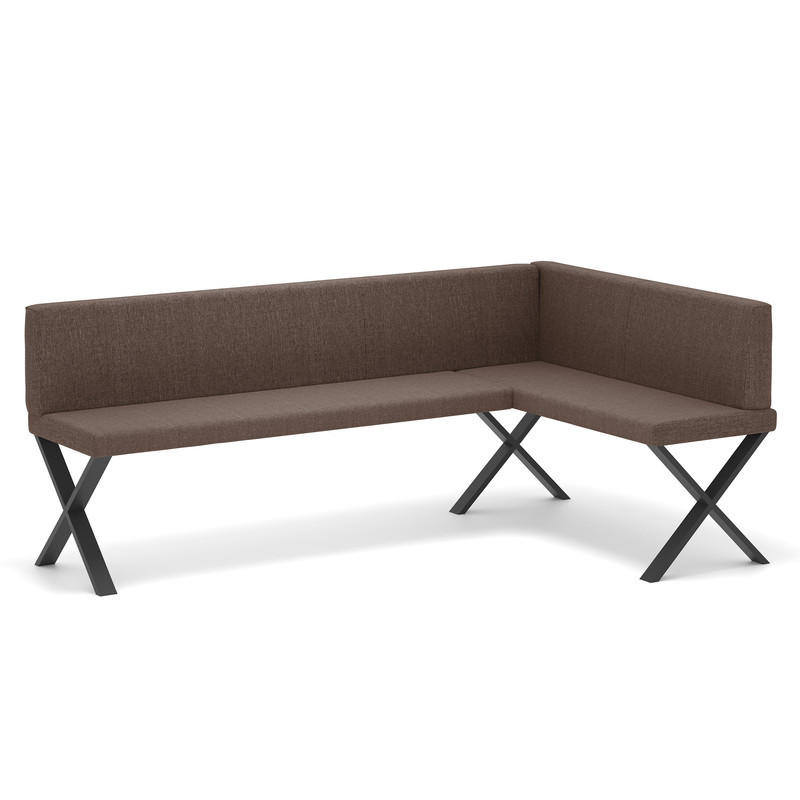 ECKBANK rechts VERO X Webstoff glatt, 128/168 cm Braun - Braun, Textil/Metall (128/168cm) - Idohome
