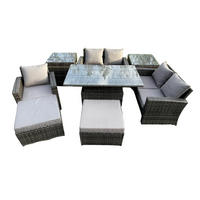 GARTENSOFA mit hoher Rückenlehne Polyrattan Dunkelgrau 7-Sitzer - Dunkelgrau, Metall - Fimous