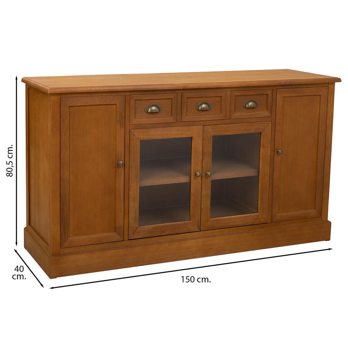 ANRICHTE aus Holz 155,5x45x86 cm - Braun, Holz (156/80/40cm) - Wanderlust
