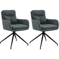 ESSZIMMERSTUHL 2er Set Stoff Dunkelgrau - Dunkelgrau, Textil/Metall (57/83/62cm) - CLP