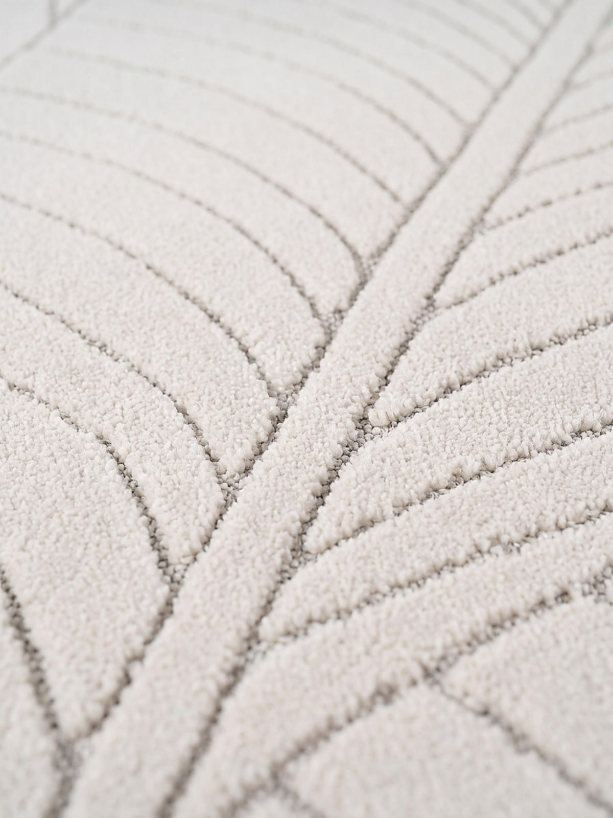 TEPPICH Outdoor, Fußbodenheizung-geeignet, mit Blattmotiv, ENGADIN in Creme, Ø 200 cm - Creme, Textil (200/200cm) - KADIMA DESIGN