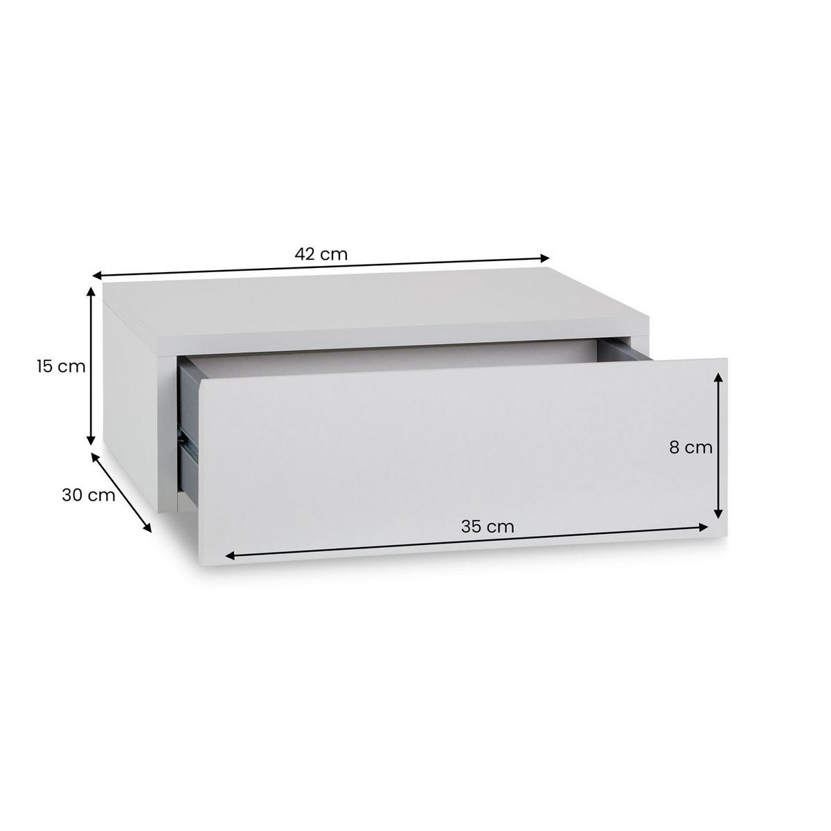 NACHTTISCH ANNE hängend - Hellgrau, Holzwerkstoff (42/14/30cm) - CARO-Möbel