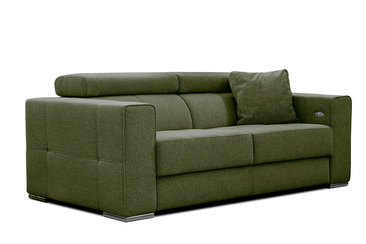 SOFA QUARTZ 3-Sitzer mit Ausziehsitz, olivgrün - Olivgrün, Holzwerkstoff/Textil (202/80/102cm) - Courtois Laville