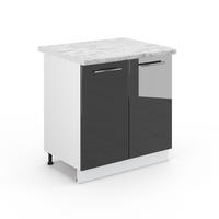 SPÜLENUNTERSCHRANK Fame-Line Anthrazit Hochglanz 80 cm, AP Marmor - Schwarz Hochglanz/Anthrazit, Holzwerkstoff (80/82/60cm) - Vicco