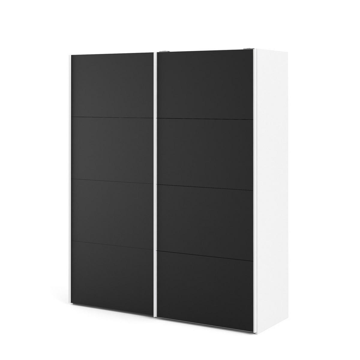 SCHWEBETÜRENSCHRANK mattschwarz - Weiß, Holzwerkstoff (183/221/61cm) - ebuy24