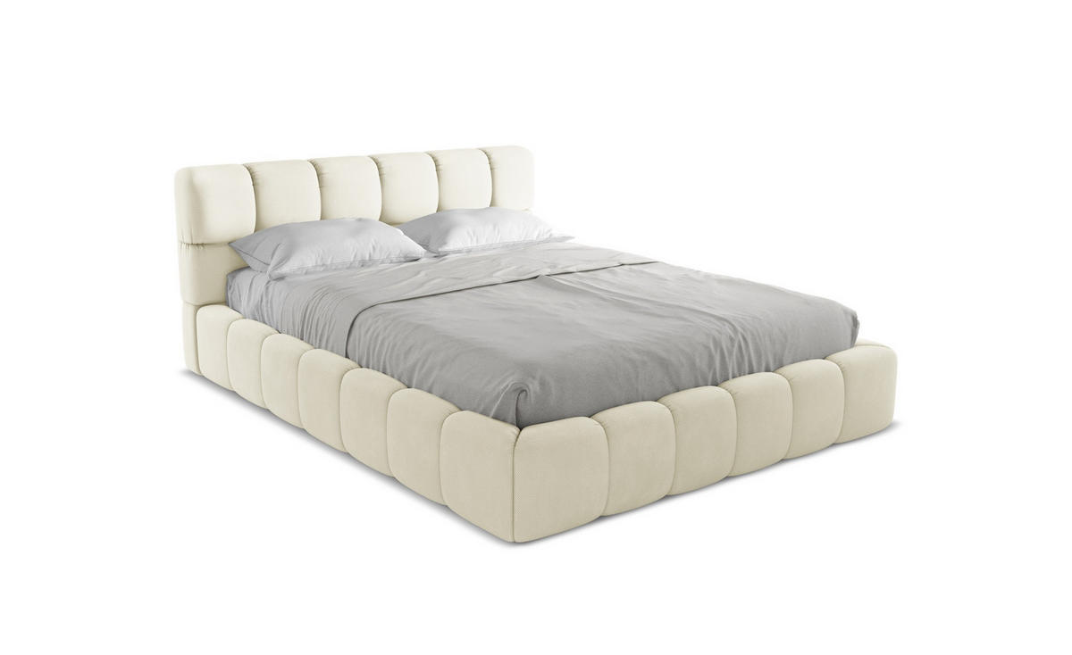 POLSTERBETT mit Bettkasten und Lattenrost 180x228 Beige - Beige/Schwarz, Kunststoff/Textil (160/200cm) - Makamii
