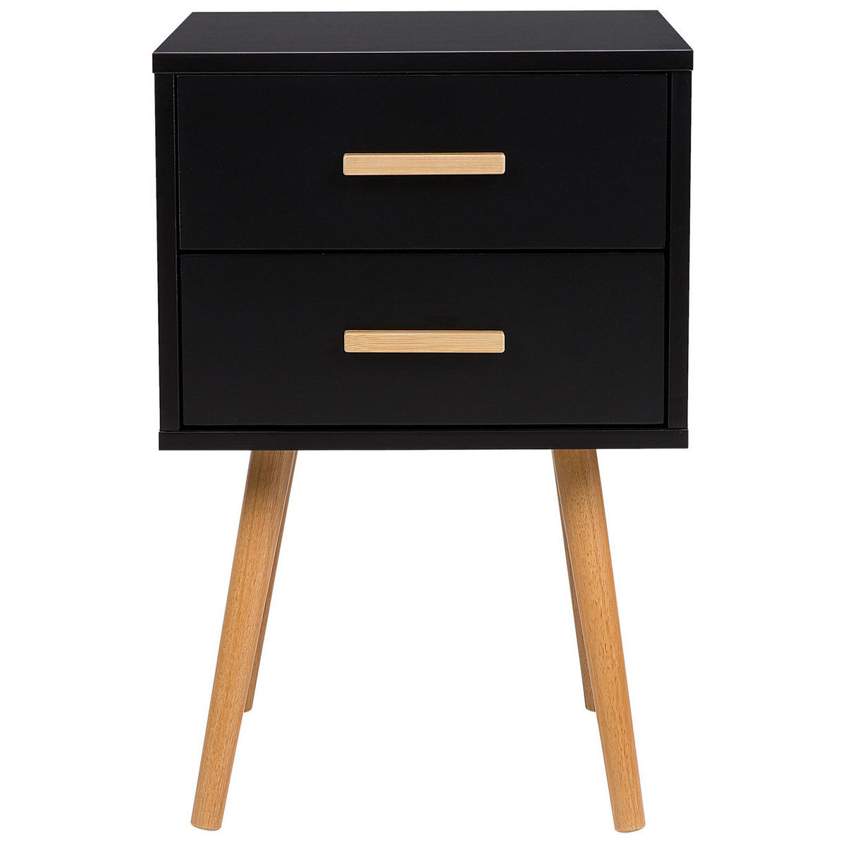 NACHTTISCH schwarz 2 Schubladen Alabama - Hellbraun/Schwarz, Holzwerkstoff (40/62/40cm) - Beliani