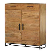 SCHUHKOMMODE - Akazie massiv / Eisen - Akaziefarben, Holz (110/120/37cm) - home24