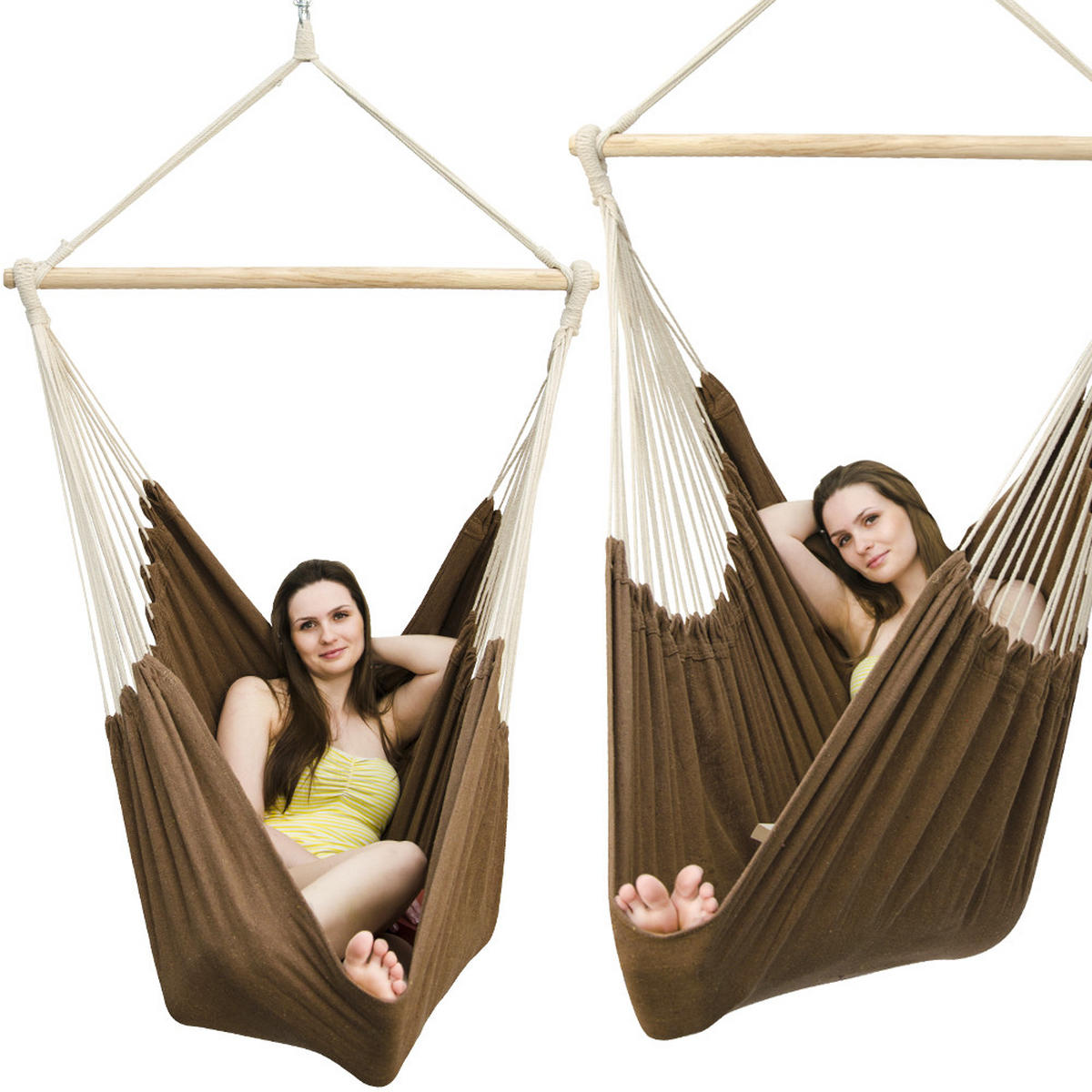 XXL-HÄNGESESSEL 185/130 cm Belastbar bis 150 kg Braun - Braun, Textil (130/155/185cm) - Amanka