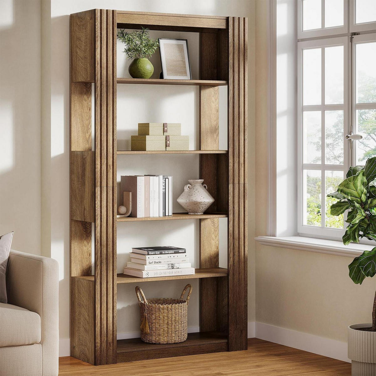 BÜCHERREGAL 180 cm rustikales Braun - Braun, Holzwerkstoff (80/180/30cm)