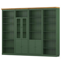 MASSIVE BÜCHERWAND - Massivholz - Kiefer - Waldgrün/Kieferfarben, Holz (296/223/37cm) - home24