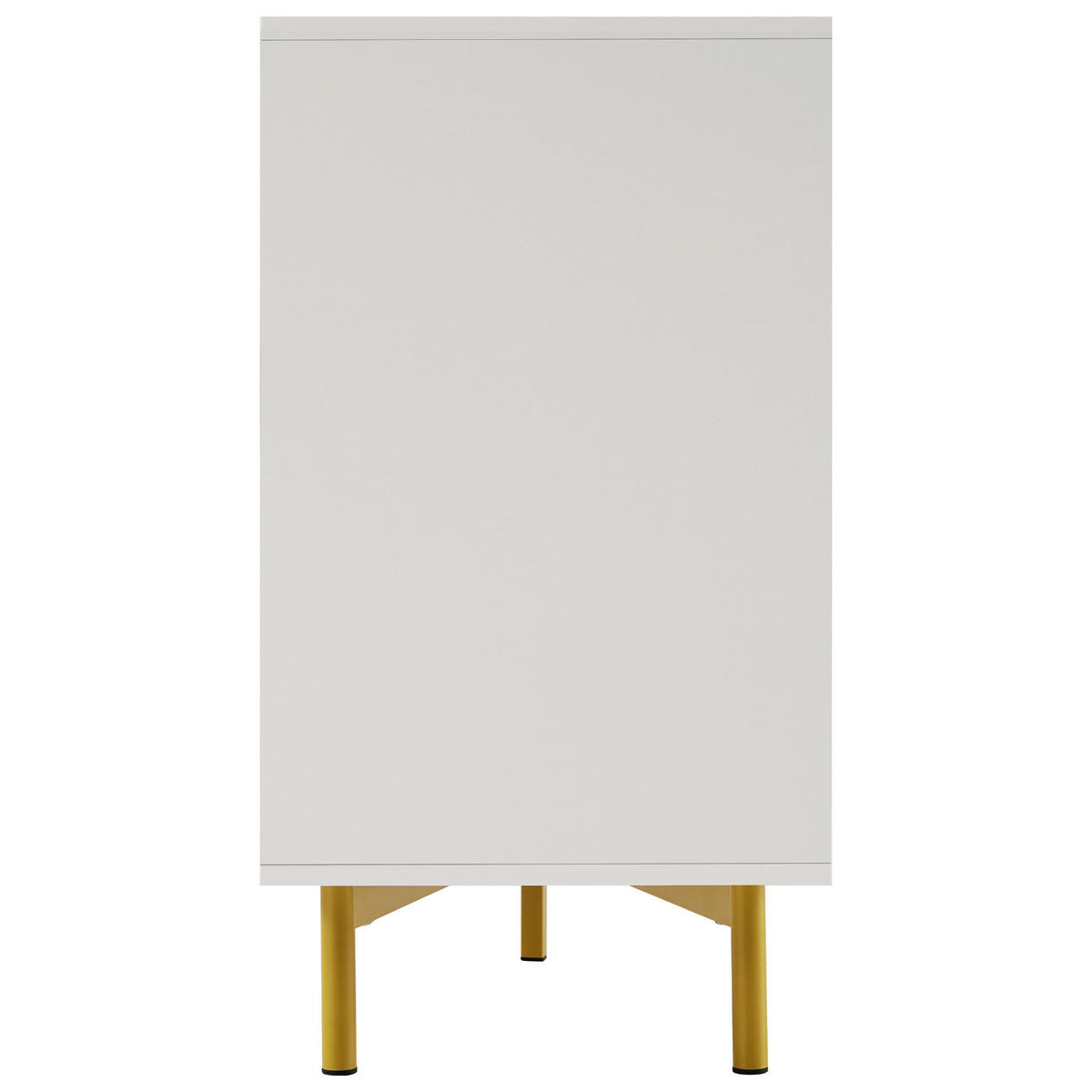 KOMMODE in Weiß Sideboard mit 2 Türen und 3 Schubladen für Wohnzimmer und Schlafzimmer, B120/T40/H75 cm - Goldfarben/Weiß, Holzwerkstoff/Metall (120/75/35.5cm) - STILVORA