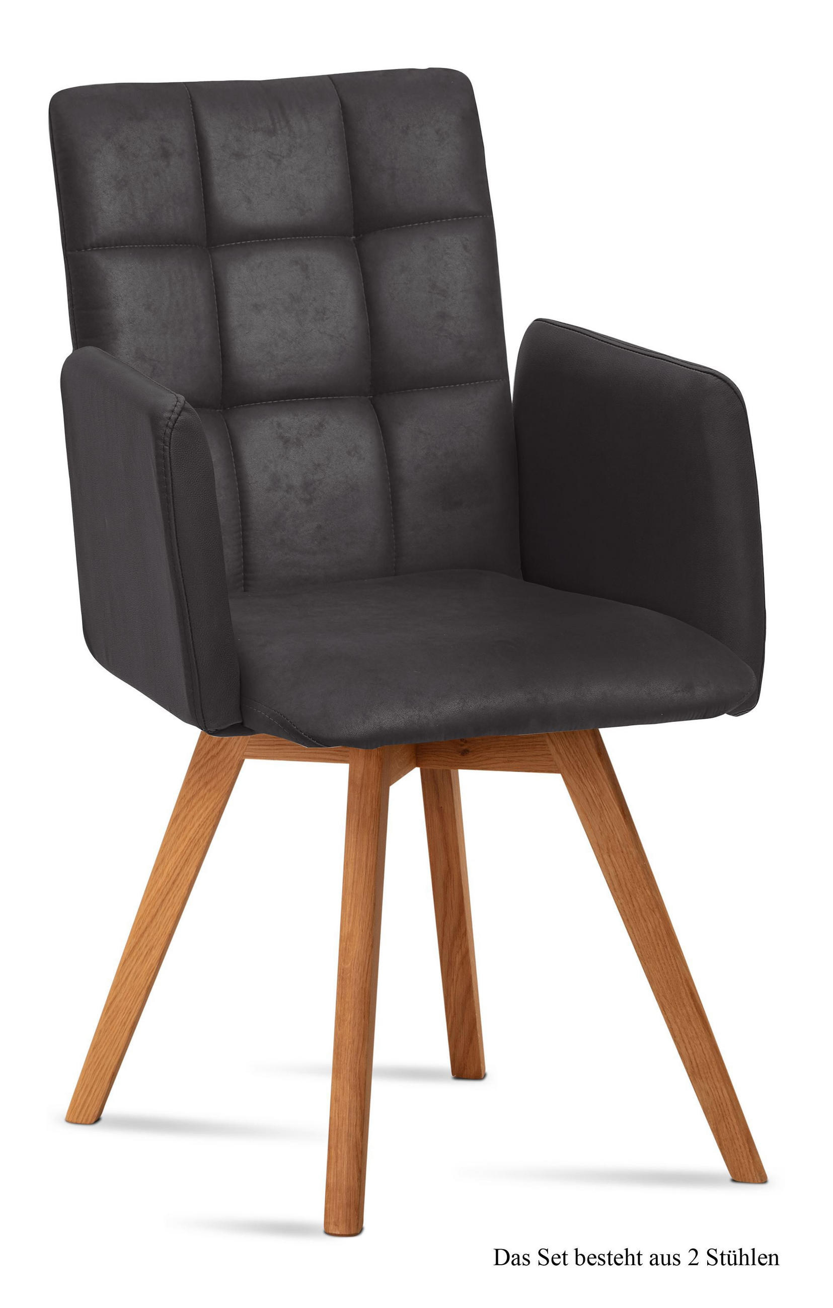 ARMLEHNSTUHL (2er-Set) Dione 52x91x60 Eiche geölt/Anthrazit - Eichefarben/Anthrazit, Kunststoff (60/91/52cm) - 58aufmkessel
