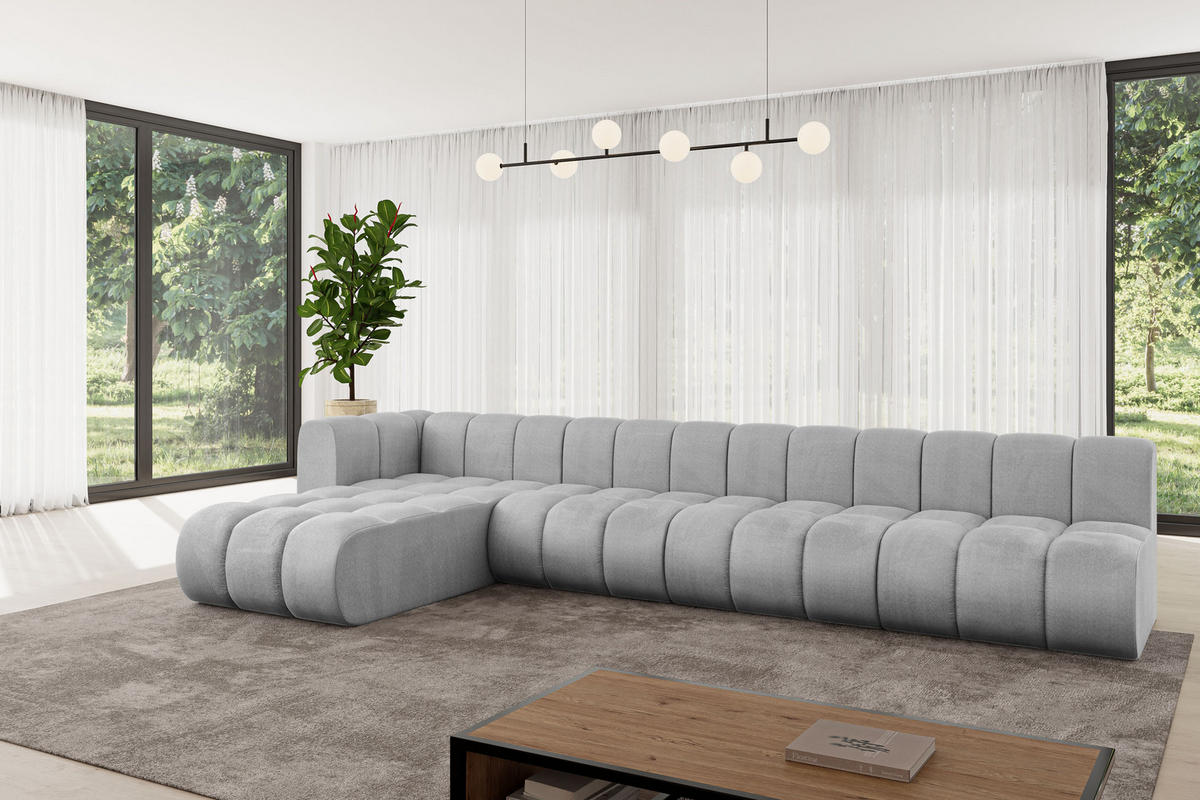 ECKSOFA modulares Sofa Darnel-L3 - 387x177x70 cm Grau - Hellgrau, Holzwerkstoff/Textil (387/177cm) - ALTDECOR