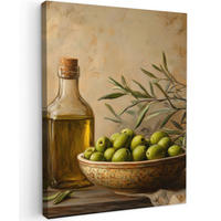LEINWANDBILD Oliven - Stilleben - Vintage 60x80 cm - Olivgrün, Textil (60/80cm) - MuchoWow