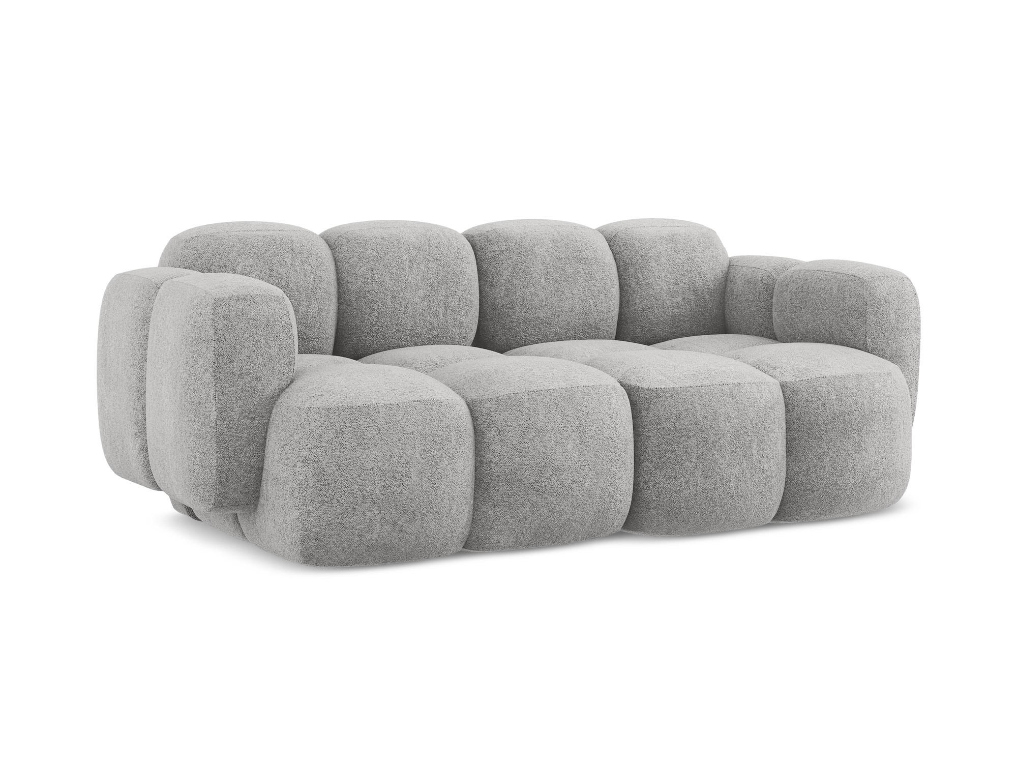 2-SITZER SOFA Chenille Stoff Grau - Hellgrau/Schwarz, Holzwerkstoff/Kunststoff (210/72/115cm) - Makamii