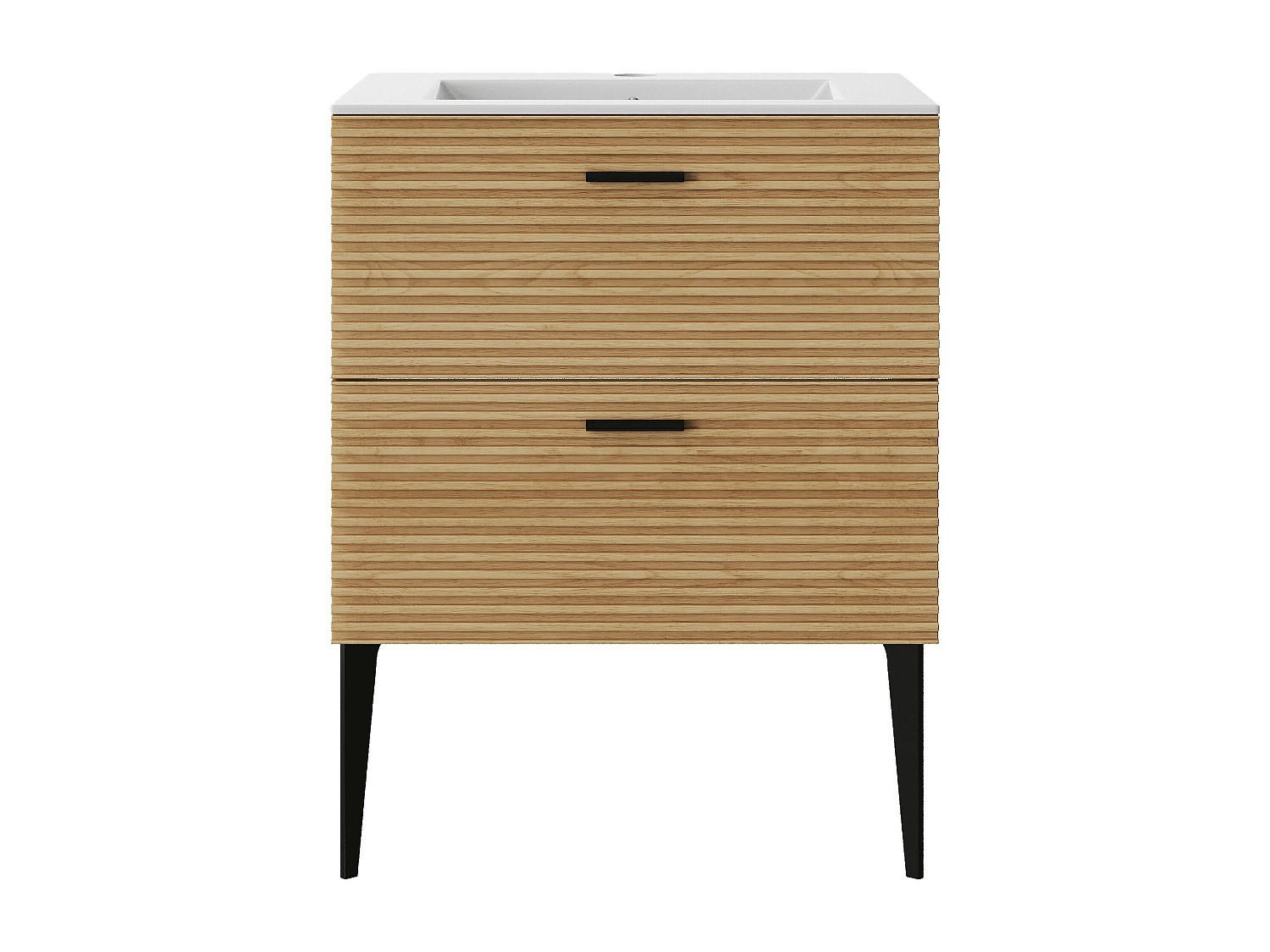 EINZELWASCHTISCH - 60 cm x 46 cm - holz - naturfarben hell Sarone - Weiß, Holz (60/55/46cm) - Vente-Unique